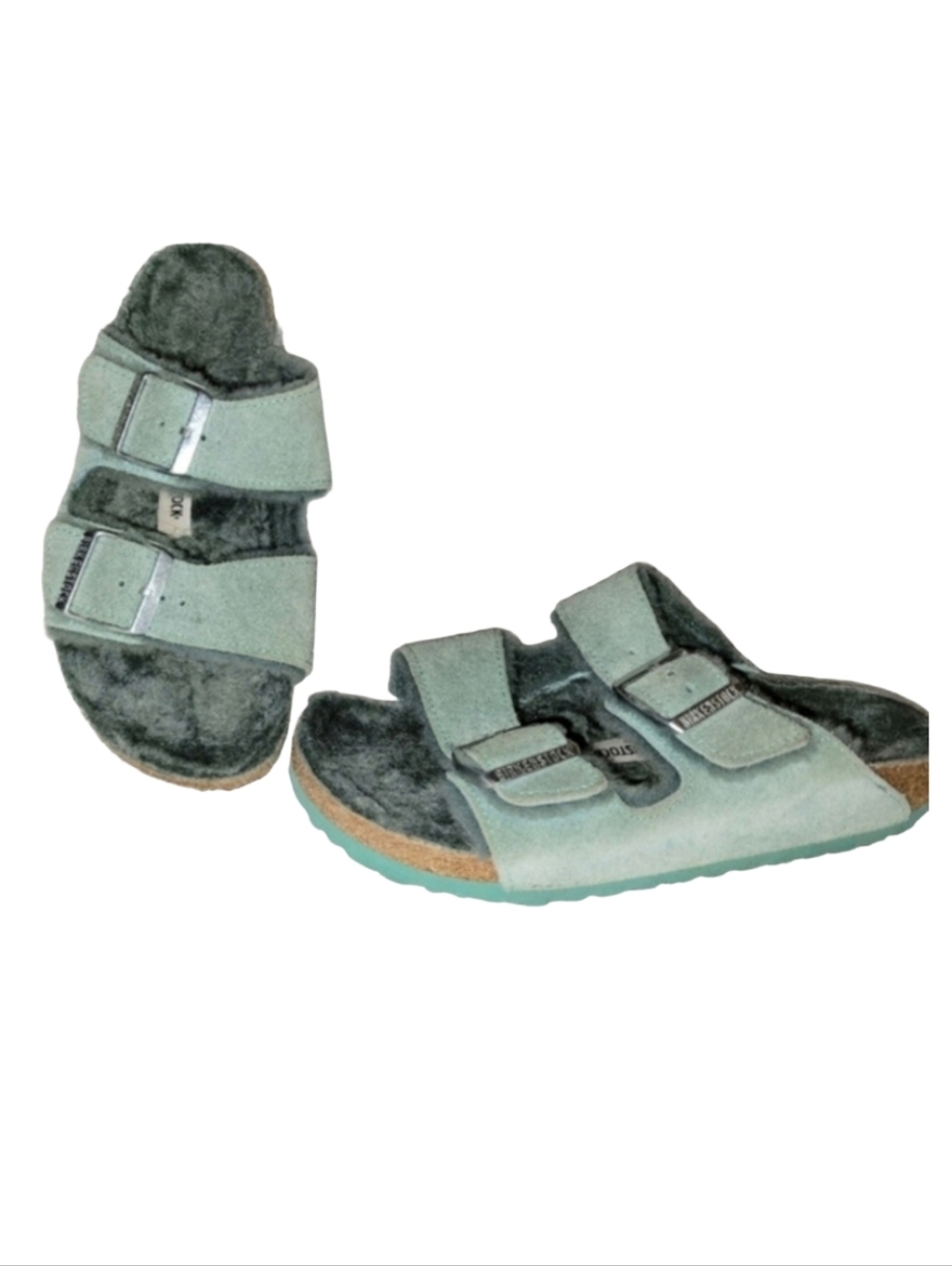 Birkenstock Arizona Suede Shearling Beryl (Mint Green) Sandal Size 37 / 6-6.5 US
